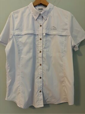 L.L.Bean Women’s Tropicwear Shirt Large - Short Sleeve White